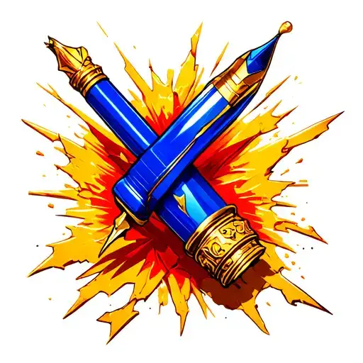A Royal Blue Fountain Pen With Gold Cracks
