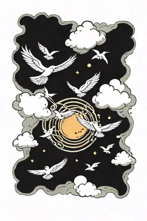 Clouds And Doves With A Space In The Middle For A Picture