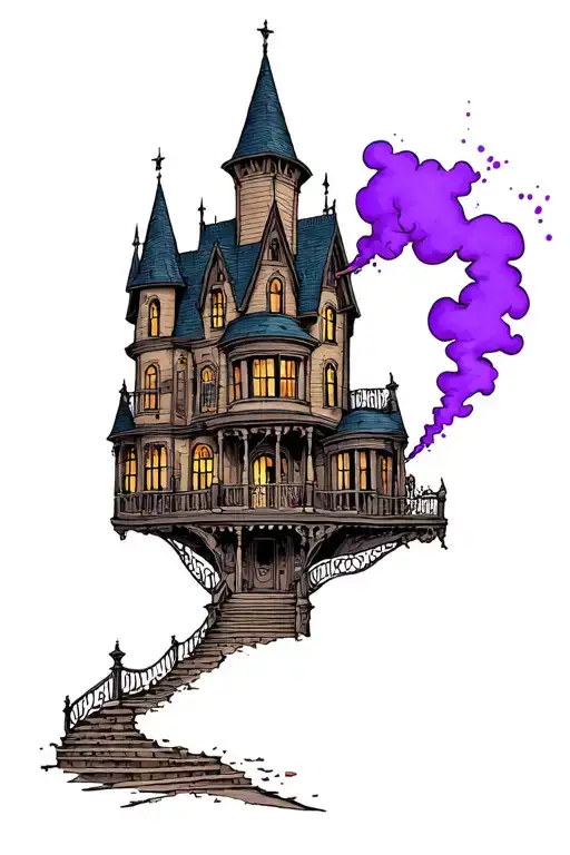 Disney Haunted Mansion Movie House And Purple Smoke