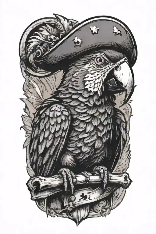 Parrot With Pirate Hat And Eye Patch