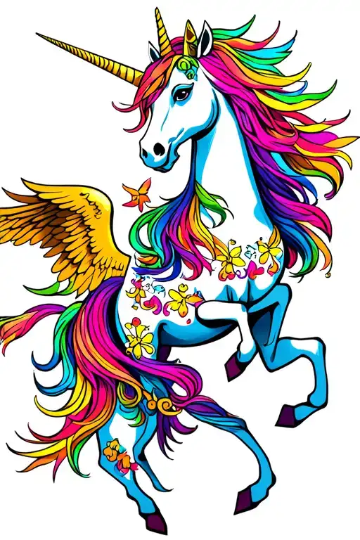 Unicorn And Pegasus Intertwined Symbolizing