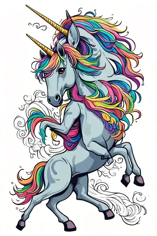 Unicorn And Pegasus Intertwined Symbolizing