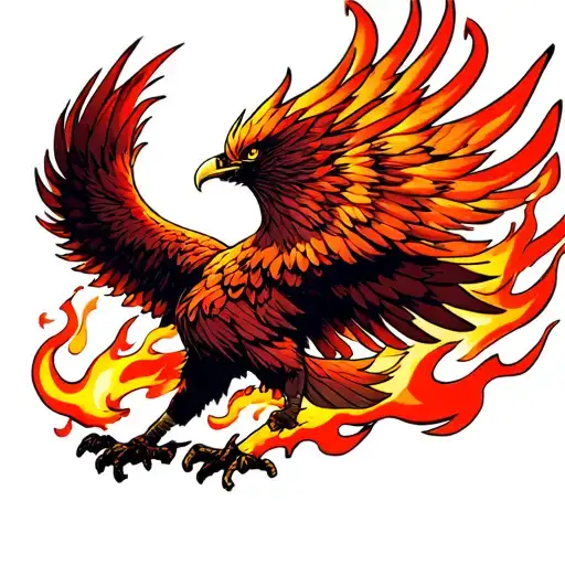 Phoenix Rising From Flames