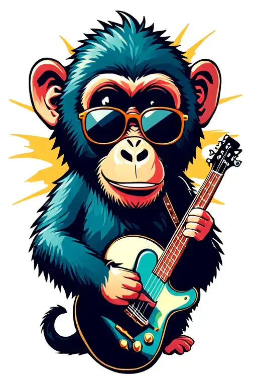 Monkey With Sunglasses Playing Music