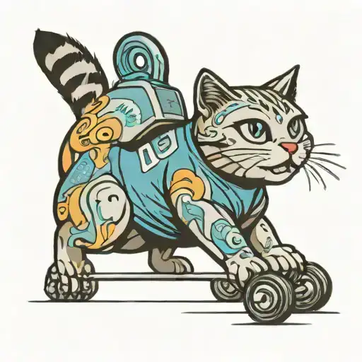 A New-school Design Of Elsa The Cat Doing A Workout