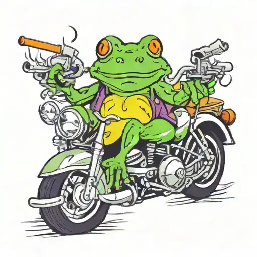 Frog Smoking Sitting On A Motorcycle