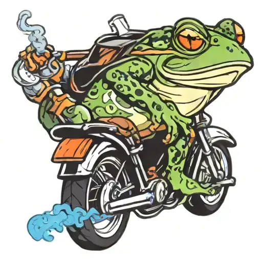 Frog Smoking And Riding A Motorcycle