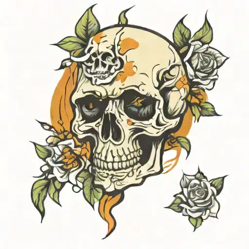 Skulls And Flowers