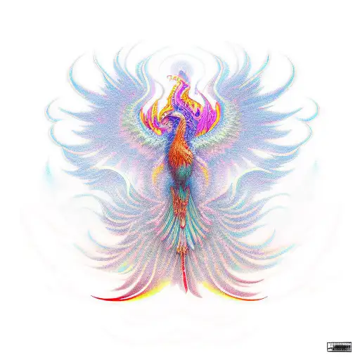 A Psychedelic Rock-inspired Phoenix Rising From The Ashes In A Moebius-inspired Landscape