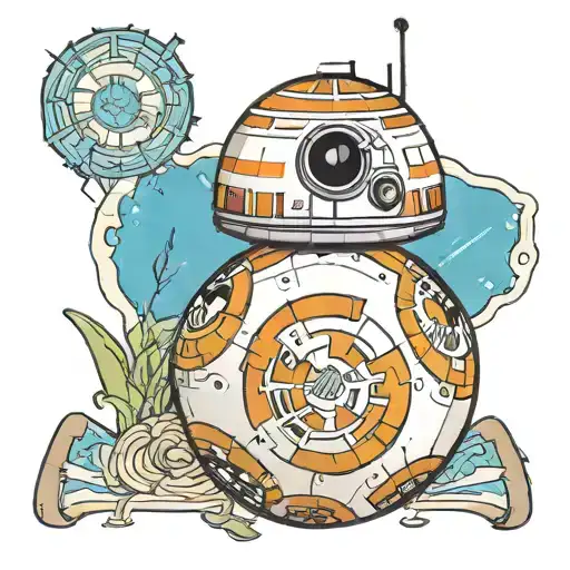 Bb-8 Droid From Star Wars In Pacific Northwest Indian Art Style