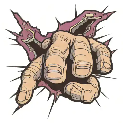 Fist Punching With Purple Magic Coming Out Of It