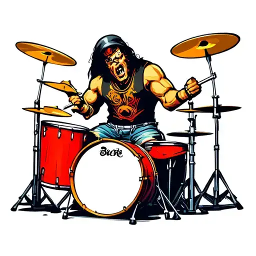 Heavy Metal Drummer Tatoo Design