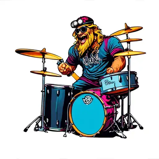 Heavy Metal Drummer Tatoo Design For Sleeve