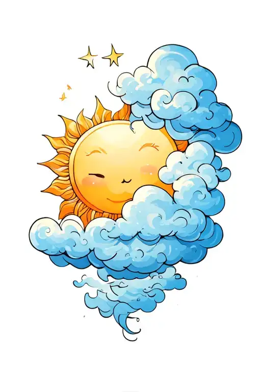 Cloud And Sun Hug Each Other