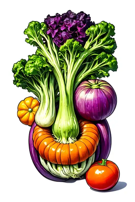 Colorful And Varied Vegetables In 3D Realista Real Boca