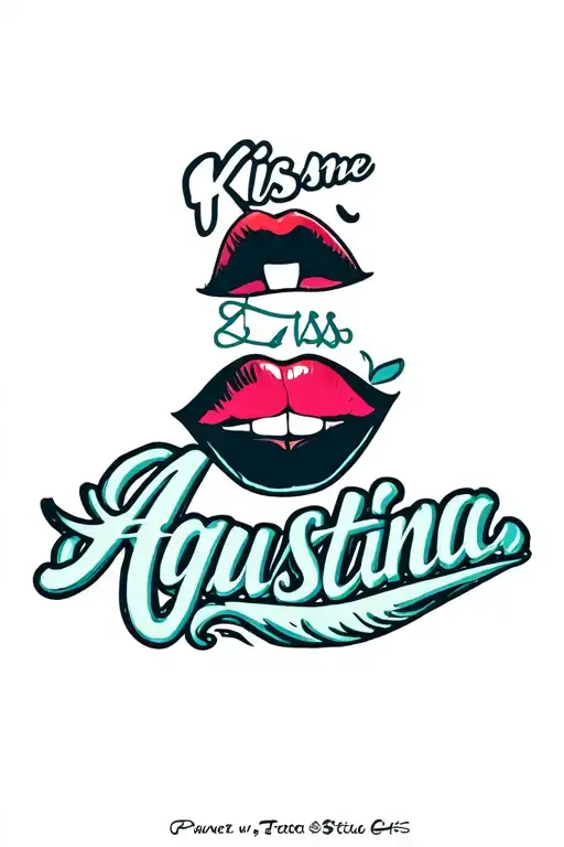 Kiss And Name Agustina Above In Cursive Letters