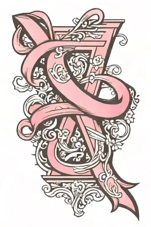 Pink Ribbon And Letter E