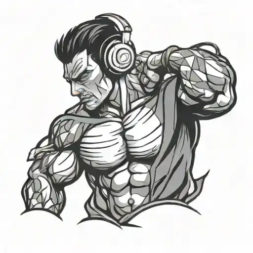 Muscular Man With Headphones