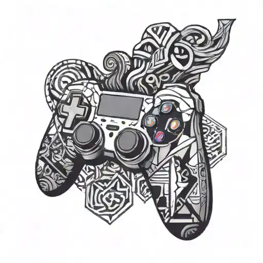 A Game Controller Morphing Into A Snowboard With Intricate Geometric Patterns