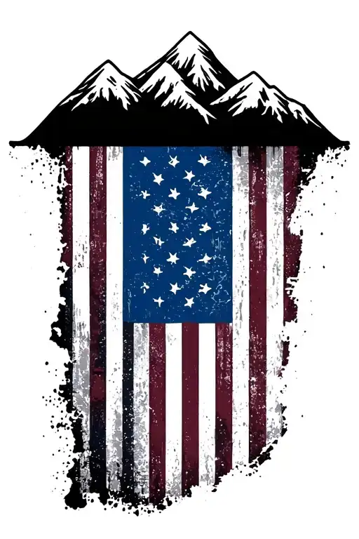 Vertical American Flag Distressed Usa Flag With Mountains At Top