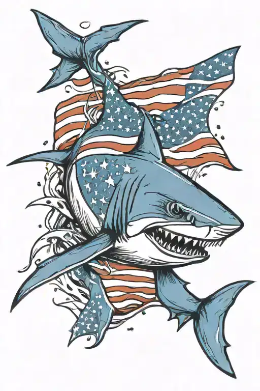 Shark American Flag