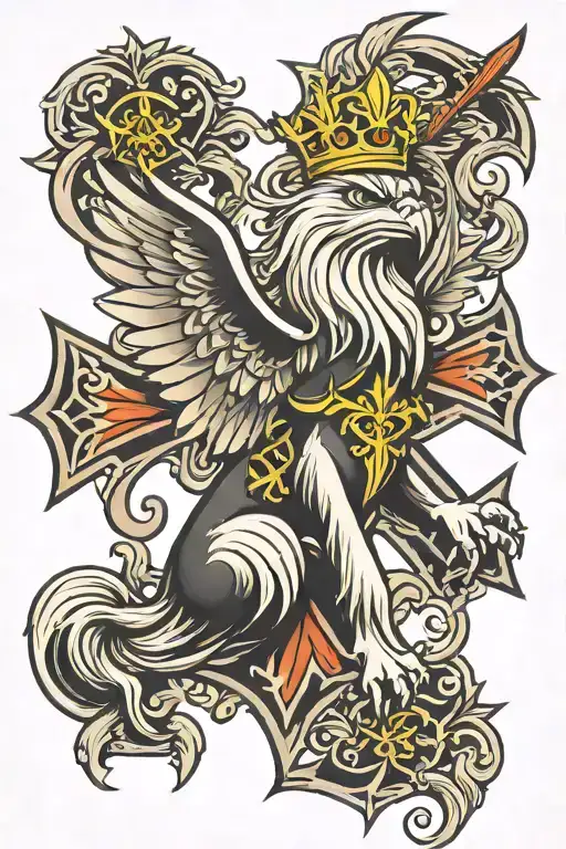 Maltese Griffin On A Maltese Cross