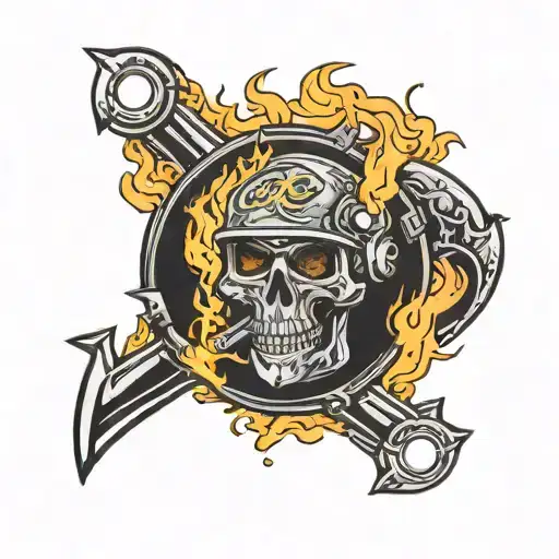 A Anchor Motorcycle Helmet Engulfed In Flames