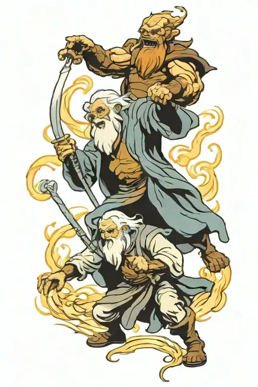 Balrog And Gandalf Fighting Balrog