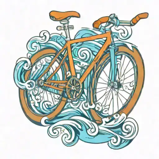 A Fixie Bike With Ocean Waves As The Wheels