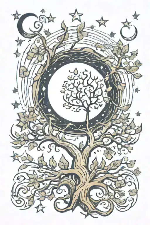 Moon Stars Bold Magic Tree Growing