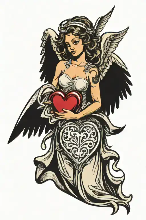 Angel And Love Heart