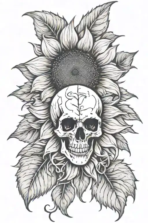 Sunflower With Skull In Middle