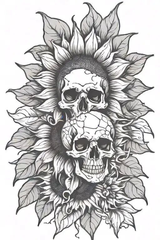 Sunflower With Skull In Middle Of Flower