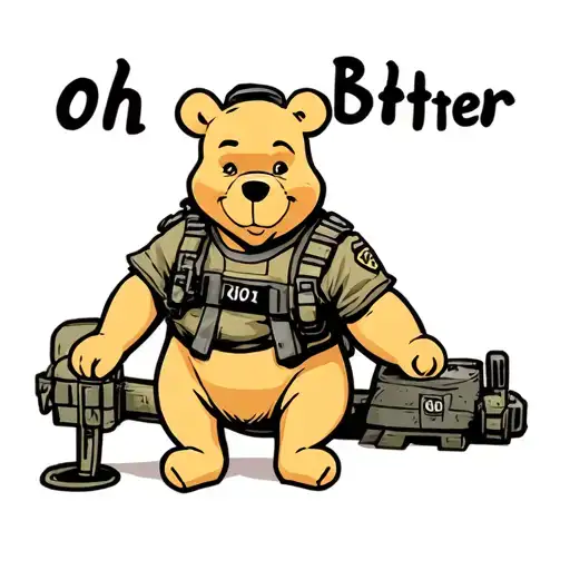 Tactical Winnie The Pooh In Full Kit Uniform Saying Oh Bother
