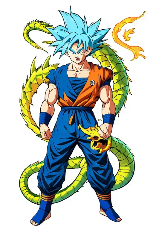 Goku Ultra Instinct With Shenron Behind
