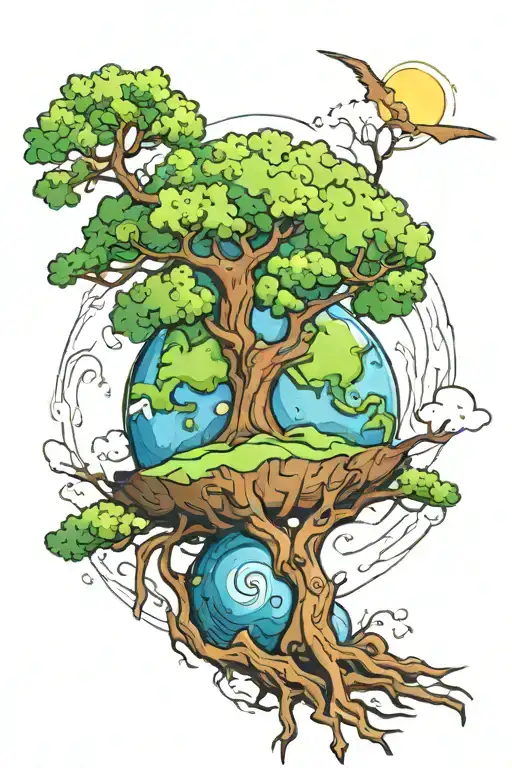 Earth With Tree Growing Out Of It