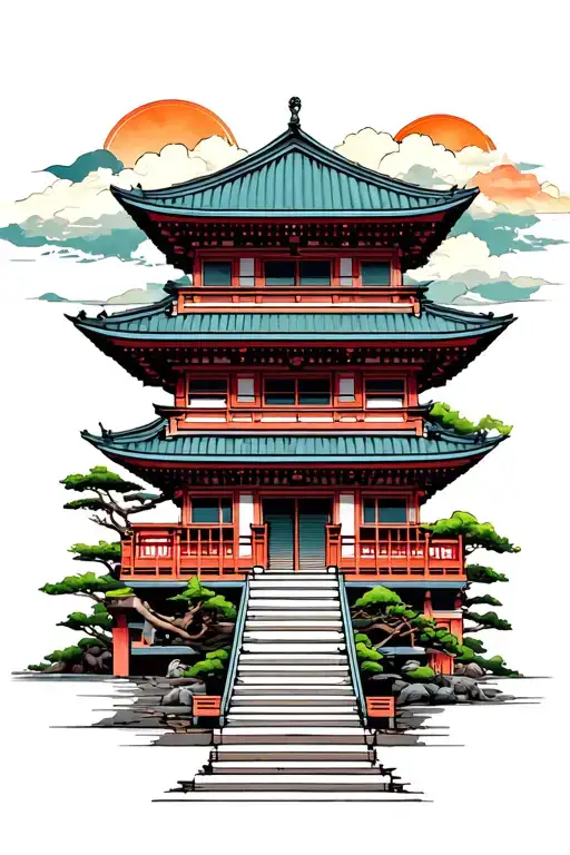 Japanese Temple Nestled