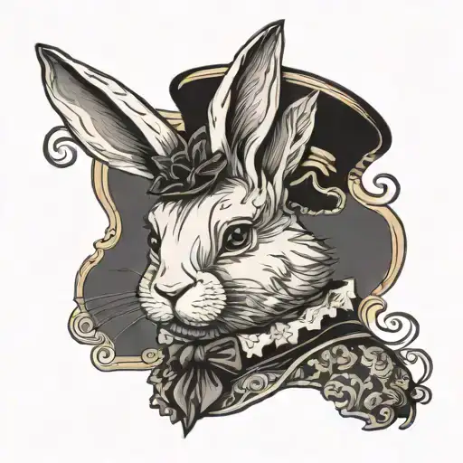Victorian Rabbit In Dress Head Shot Image