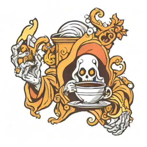Ghost With A Cup Of Coffee To Go
