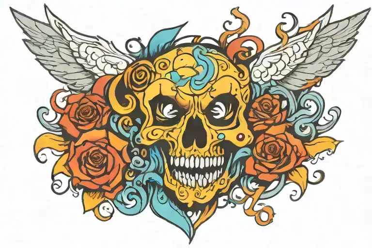 Colour Full Neck Tattoo Design