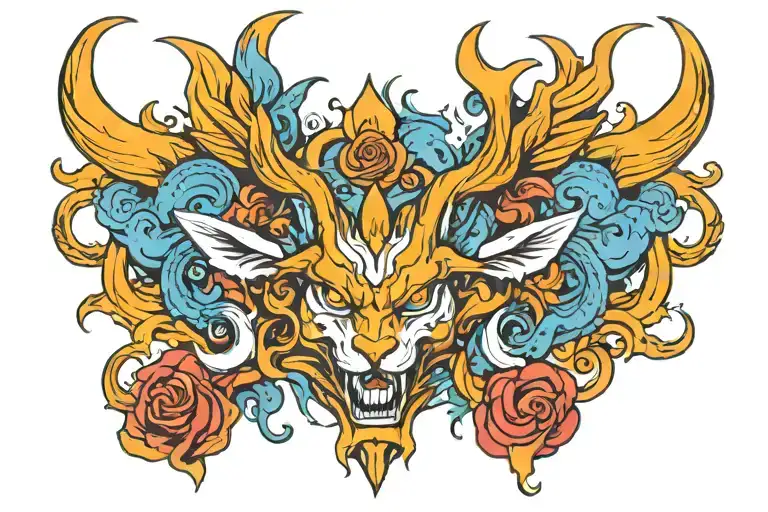 Colour Full Neck Tattoo Design