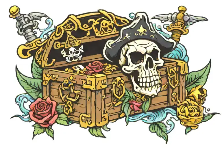 Pirate Skull And Treasure Chest