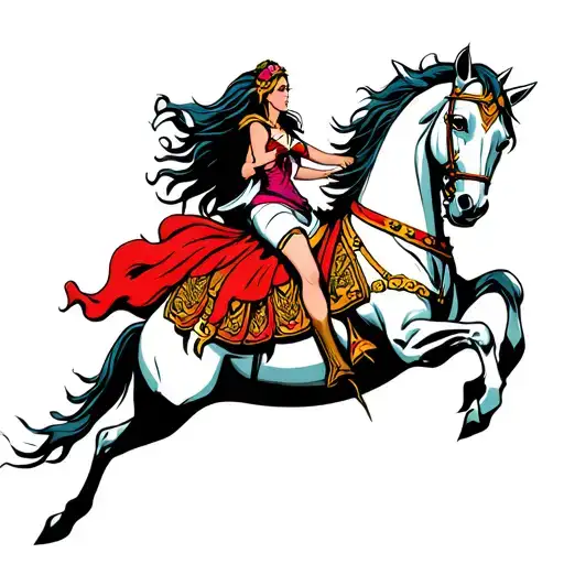 Dead Princess On The Sleleton Warrior Horse Jumping