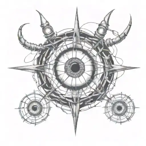 The Devil's Eye With Three Pupils In Barbed Wire Wrapped