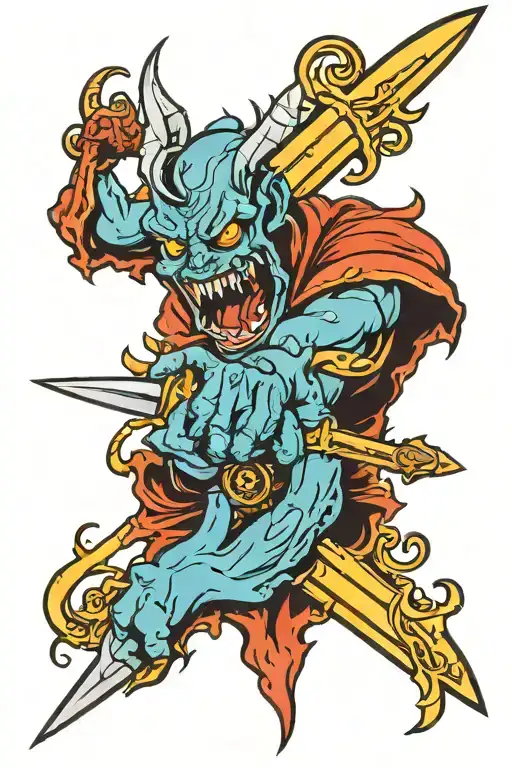 Demon Impaling A Sword