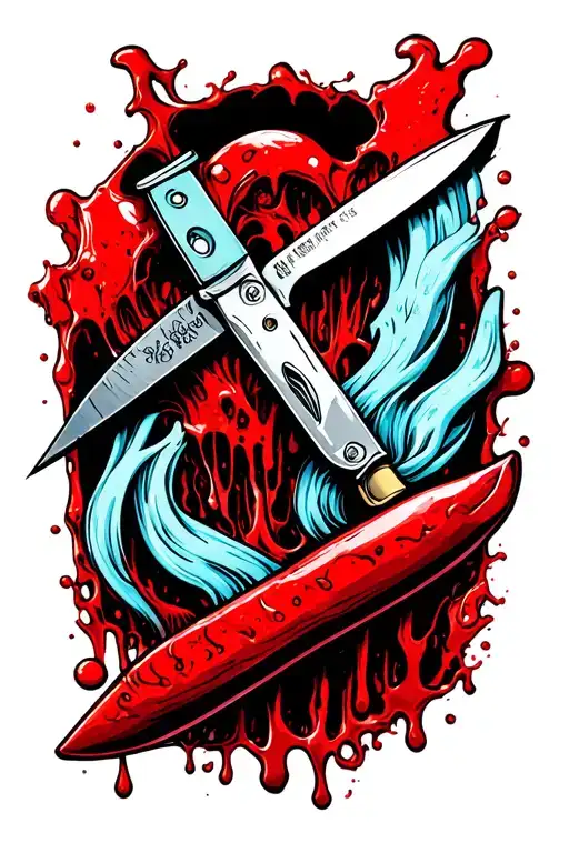 Knife Or Blade Cut Up The Arm Blood Pooring Out