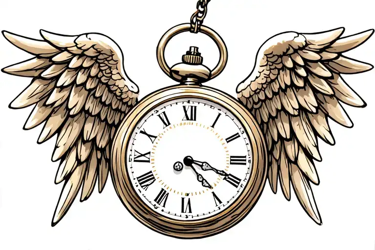 Pocket Watch With Angel Wings