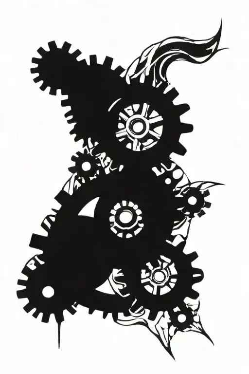 Gears And Torn Flesh Tattoo Sheet