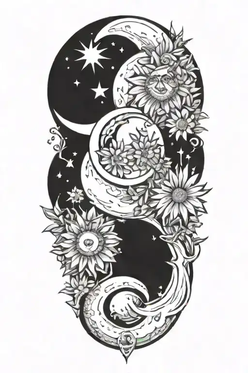 Triple Moon Surrounded By Daisys
