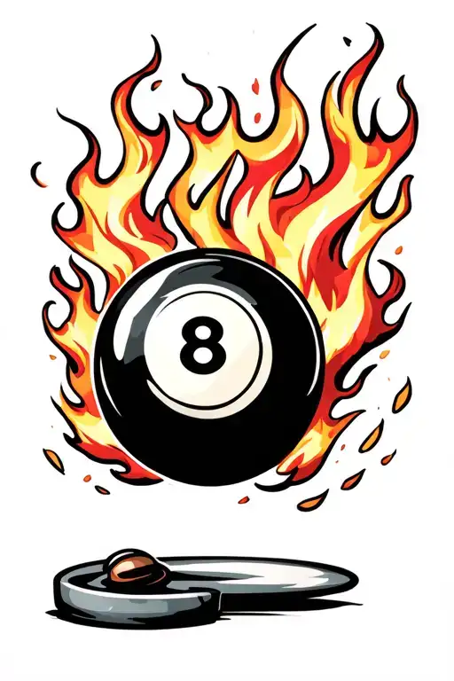 8 Ball With Flames